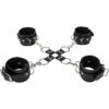 Ouch! Leather Hand and Leg Cuff - Black/Silver
