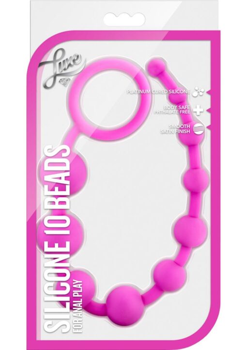 Luxe Silicone 10 Anal Beads - Pink