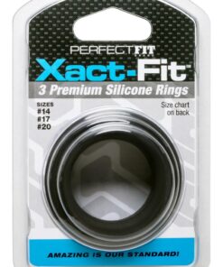 Perfect Fit Xact-Fit Silicone Ring Kit Assorted Size - Black (3 pack)