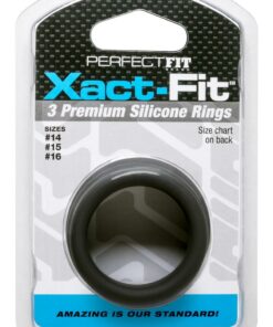 Perfect Fit Xact-Fit Silicone Ring Kit - Small/Medium - Black (3 pack)