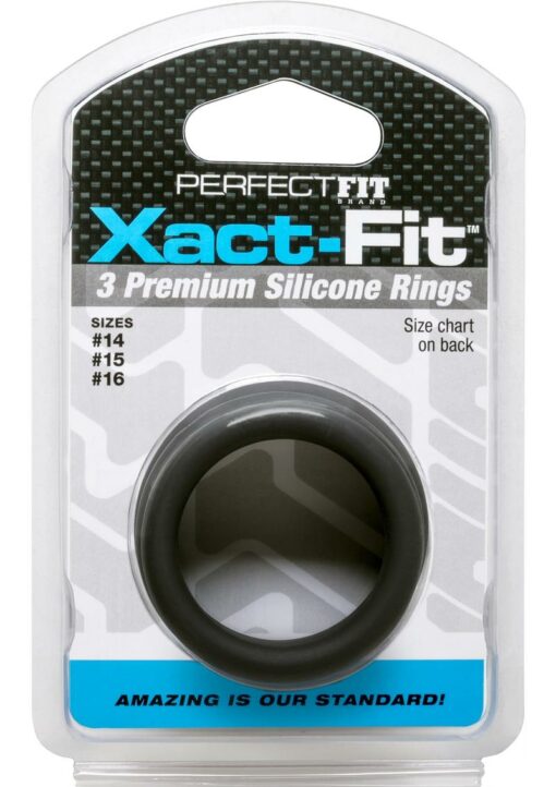 Perfect Fit Xact-Fit Silicone Ring Kit - Small/Medium - Black (3 pack)