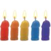 Rainbow Pecker Party Candles Assorted Colors 5 Each Per Pack