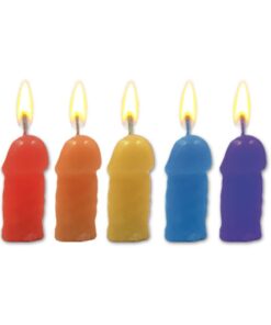 Rainbow Pecker Party Candles Assorted Colors 5 Each Per Pack