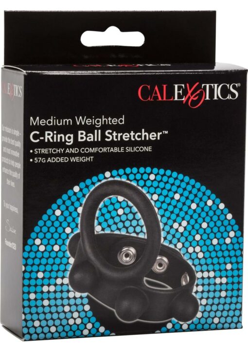 Silicone Medium Weighted C-Ring Ball Stretcher Cock Ring - Black
