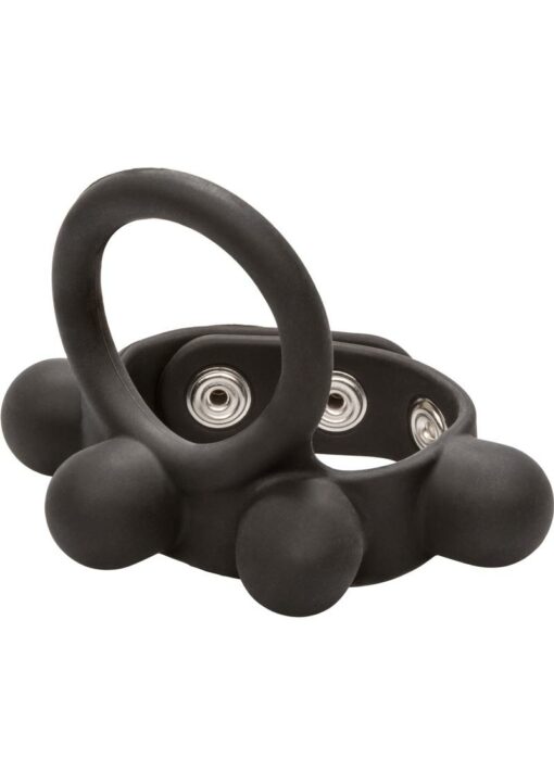 Silicone Large Weighted C-Ring Ball Stretcher Cock Ring - Black