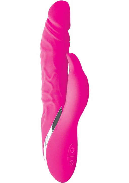 Surenda Rabbit Lover and Dildo Rechargeable Silicone Vibrator - Pink