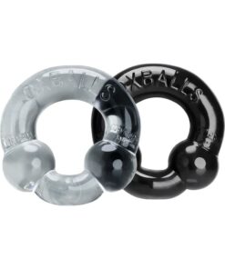 Oxballs Ultraballs Cock Ring Set (2 pack)- Black and Clear