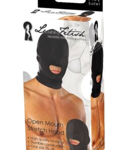 Lux Fetish Open Mouth Stretch Hood Black