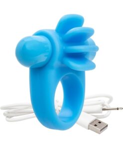 Charged Skooch Rechargeable Vibrating Silicone Cock Ring Waterproof - Blue