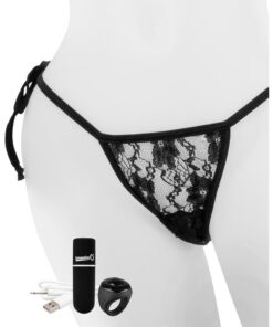 My Secret USB Rechargeable Panty Vibe Set with Silicone Remote Control Ring Waterproof - Black