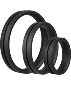 RingO Pro x3 Silicone Cock Rings Set Waterproof - Black (3 piece pack)