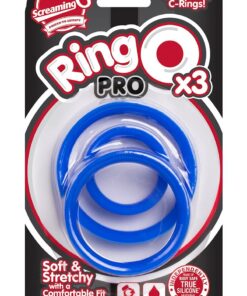 RingO Pro x3 Silicone Cock Rings Set Waterproof - Blue (3 piece pack)