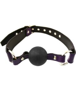 Rouge Leather Adjustable Ball Gag - Purple and Black