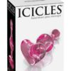 Icicles No 75 Beaded Heart Shaped Glass Anal Plug - Pink