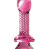 Icicles No. 82 Textured Glass Juicer Anal Probe with Heart Shaped Handle - Pink