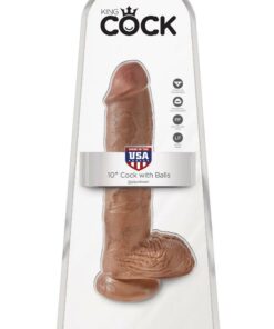 King Cock Dildo with Balls 10in - Caramel