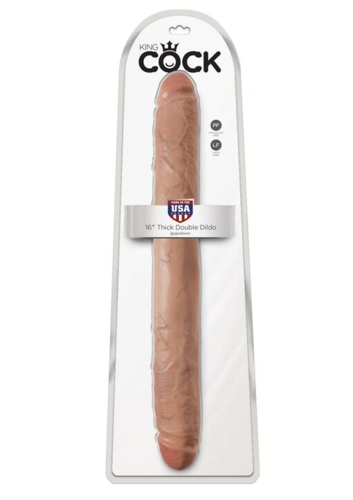 King Cock Thick Double Dildo 16in - Caramel