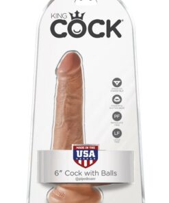 King Cock Dildo with Balls 6in - Caramel