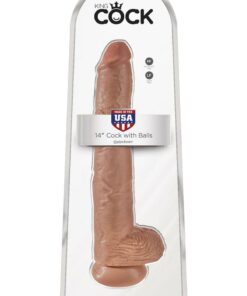 King Cock Dildo with Balls 14in - Caramel