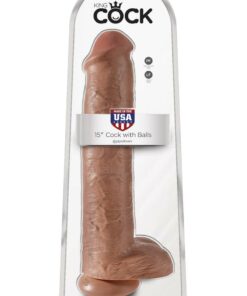 King Cock Dildo with Balls 15in - Caramel