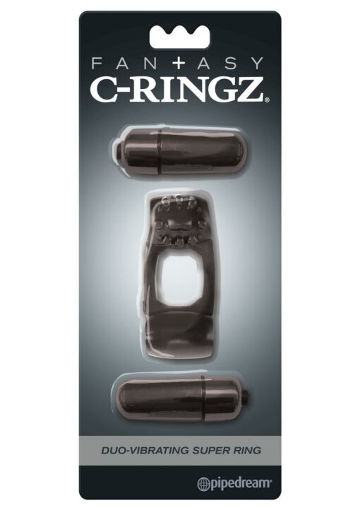 Fantasy C-Ringz Duo-Vibrating Super Cock Ring with Bullets - Black