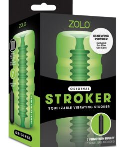 ZOLO Original Stroker Squeezable Vibrating Masturbator with Bullet - Green