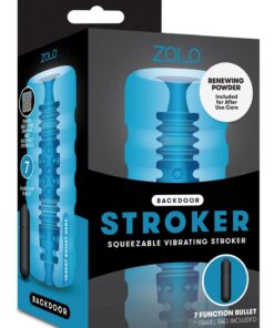 ZOLO Backdoor Stroker Squeezable Vibrating Masturbator with Bullet - Butt - Blue