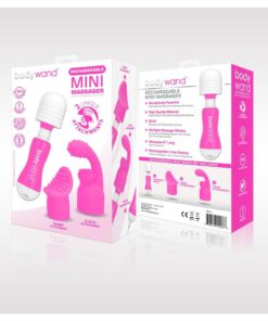 Bodywand Rechargeable Silicone Mini Wand Massager with Two Attachments - Pink