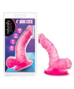 Naturally Yours Mini Dildo with Balls 4.75in - Pink