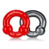 Oxballs Ultraballs Cock Ring Set (2 pack) - Red and Silver