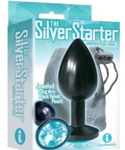 The 9`s - The Silver Starter Bejeweled Annodized Stainless Steel Plug - Aqua