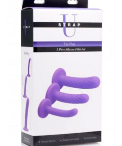 Strap U Tri-Play 3 Piece Silicone Dildo Set - Purple