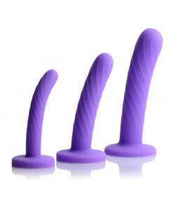 Strap U Tri-Play 3 Piece Silicone Dildo Set - Purple