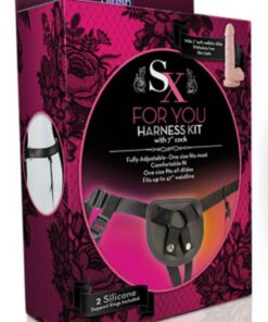 SX For You Harness Kit with Silicone Dildo 7in - Vanilla/Black