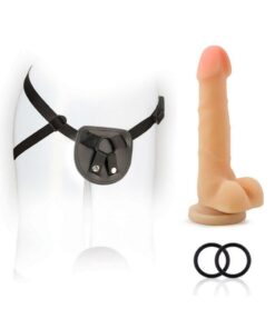 SX For You Harness Kit with Silicone Dildo 7in - Vanilla/Black