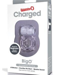 Charged BigO Rechargeable Waterproof Vibrating Cock Ring - Clear