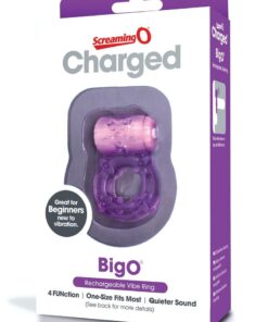 Charged BigO Rechargeable Waterproof Vibrating Cock Ring - Purple