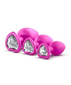 Luxe Bling Plugs Silicone Training Kit with White Gems (3 size kit) - Pink