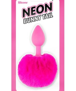 Neon Bunny Tail SIlicone Anal Plug - Pink