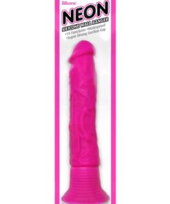 Neon Silicone Wallbanger Vibrating Dildo 7.5in - Pink
