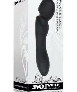 Wanderlust Rechargeable Silicone Powerful Dual Sided Wand Massager - Black