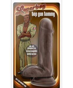 Loverboy Top Gun Tommy Dildo with Balls 6.5in - Chocolate