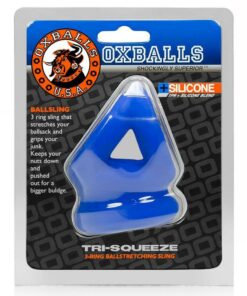 Oxballs Tri-Squeeze Silicone 3-Ring Ball Stretching Sling - Blue