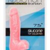 Addiction Toy Collection Brandon Silicone Glow-In-The-Dark Dildo with Balls 7.5in - Pink