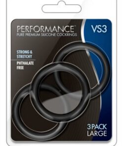 Performance VS3 Pure Premium Silicone Cock Rings (3 Pack) - Large - Black