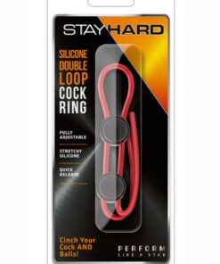 Stay Hard Silicone Double Loop Cock Ring - Red