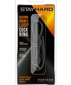 Stay Hard Silicone Double Loop Cock Ring - Black