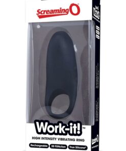 Work It USB Rechargeable Silicone Vibrating C-Ring Waterproof Black