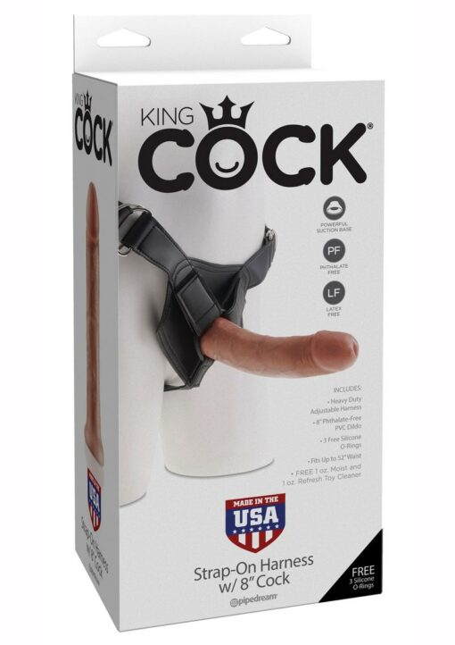 King Cock Strap on Harness with Dildo 8in - Caramel