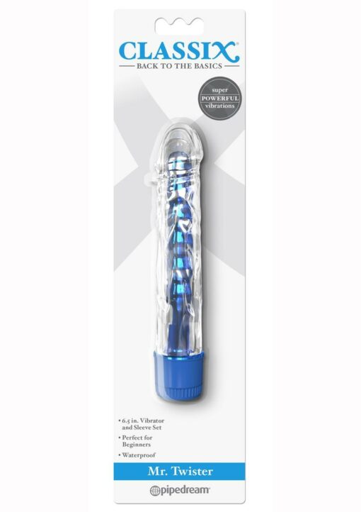 Classix Mr. Twister Vibrator with Sleeve Set - Blue